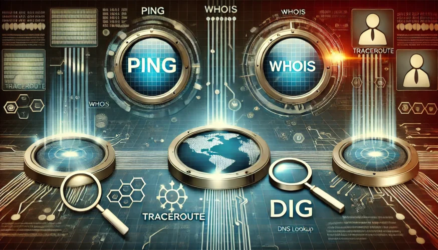 Network utilities: Ping, Traceroute, WHOIS, Dig