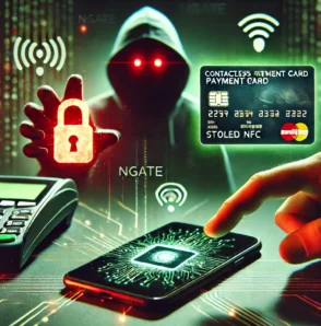 Hacker using malware NGate to steal NFC payment data via smartphone.