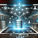 Візуалізація роботи LDAP: сервери зберігання даних, користувачі, аутентифікація та управління доступом у мережі.