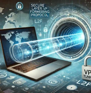 Ілюстрація безпечного VPN-тунелю з використанням протоколу L2F: з’єднання між віддаленим користувачем і корпоративним сервером через зашифроване цифрове середовище