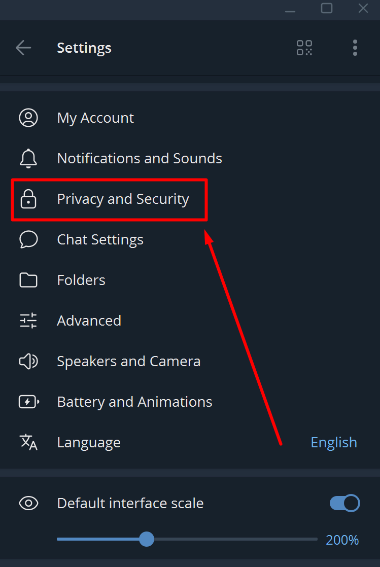 Go to the Privacy and Security section in Telegram settings